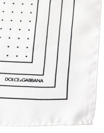 Dolce & Gabbana White Polka Dots Square Handkerchief Scarf