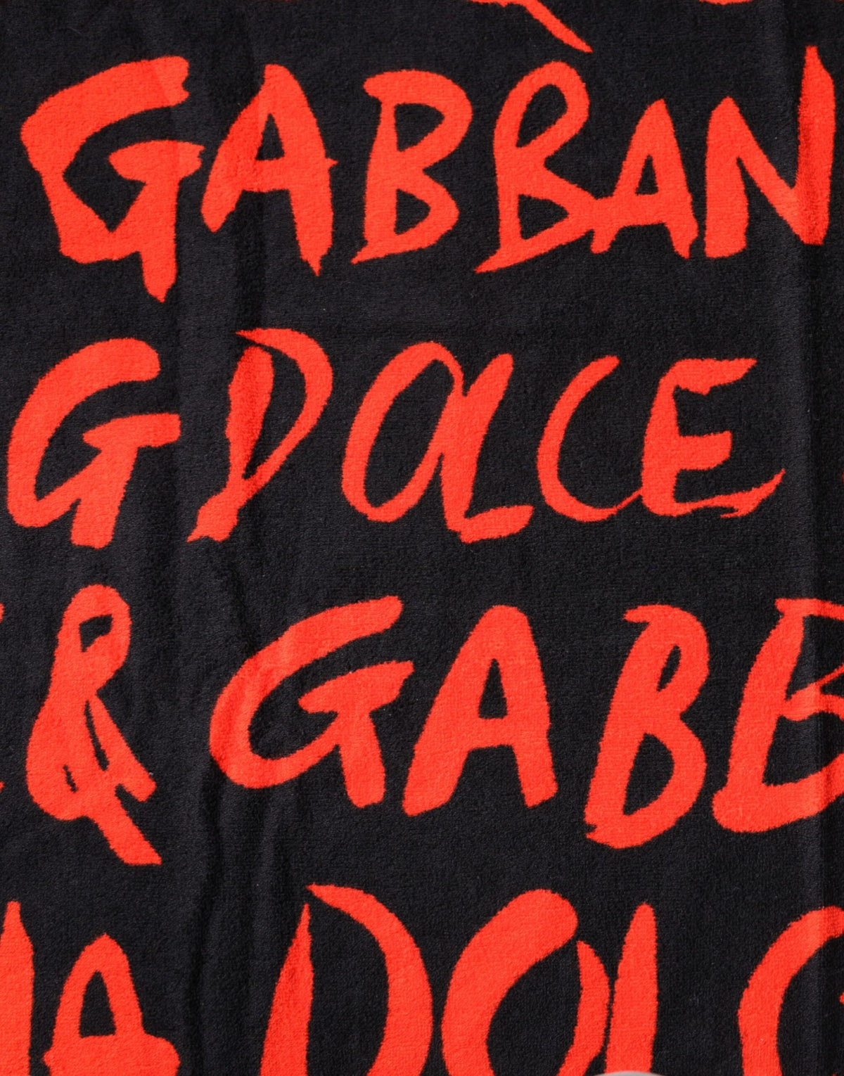 Dolce & Gabbana Black & Red Logo Print Cotton Beach Towel