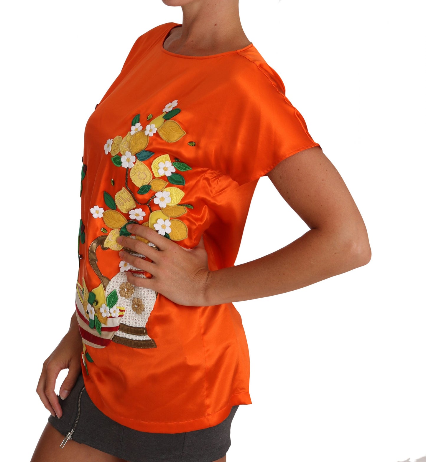  - Sicilian Summer Silk Crystal-Embellished Top