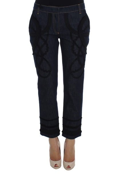  - Embroidered Capri Jeans for Elegant Styling