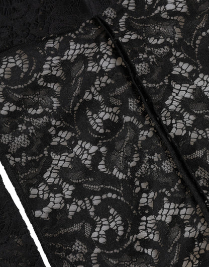 Dolce & Gabbana Black Floral Lace Hooded Bolero Top