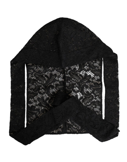 Dolce & Gabbana Black Floral Lace Hooded Bolero Top