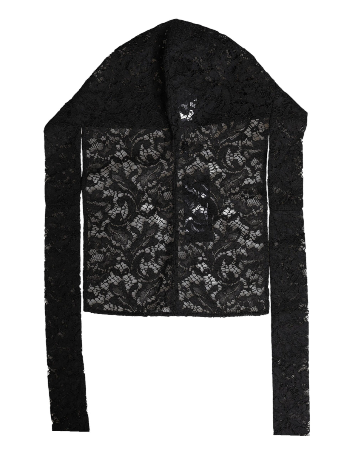 Dolce & Gabbana Black Floral Lace Hooded Bolero Top