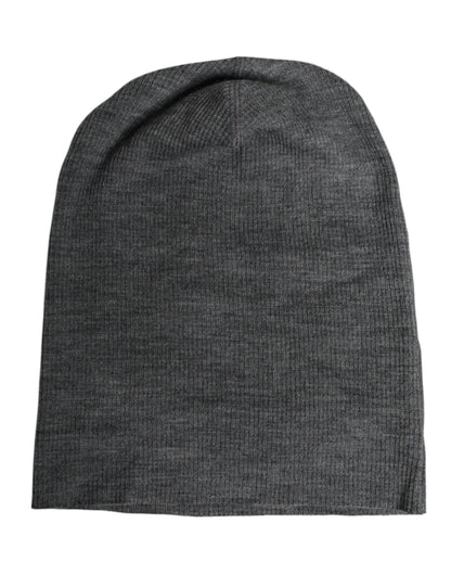 Dolce & Gabbana Grey Wool Blend Knitted Beanie Cap