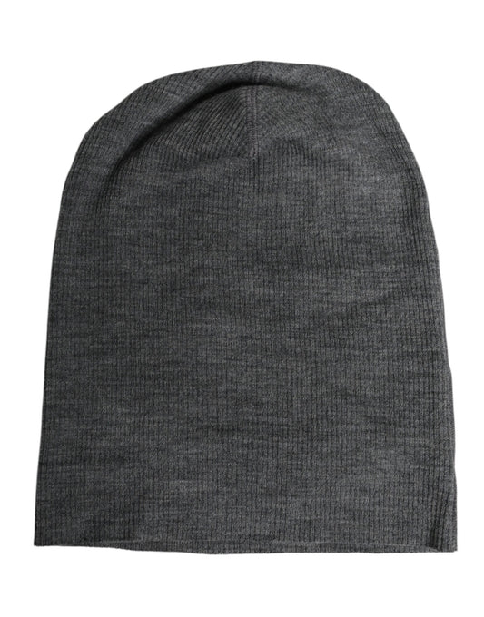Dolce & Gabbana Grey Wool Blend Knitted Beanie Cap