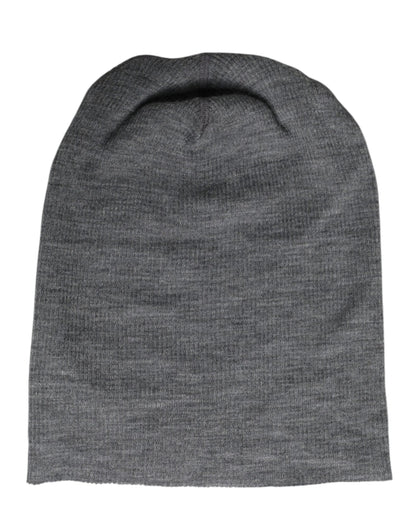 Dolce & Gabbana Grey Wool Blend Knitted Beanie Cap