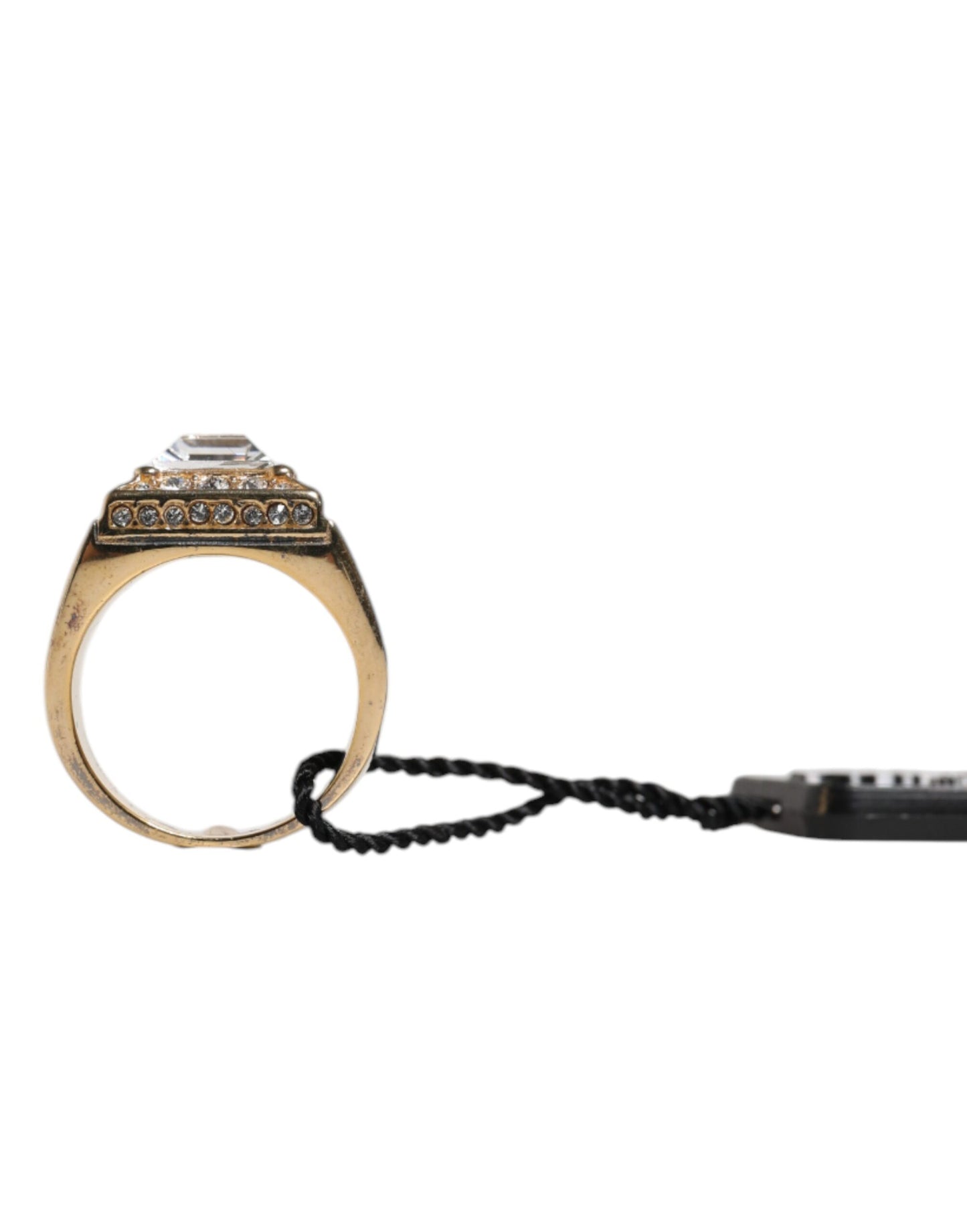 Dolce & Gabbana Gold Tone Sterling Silver 925 Crystal Ring