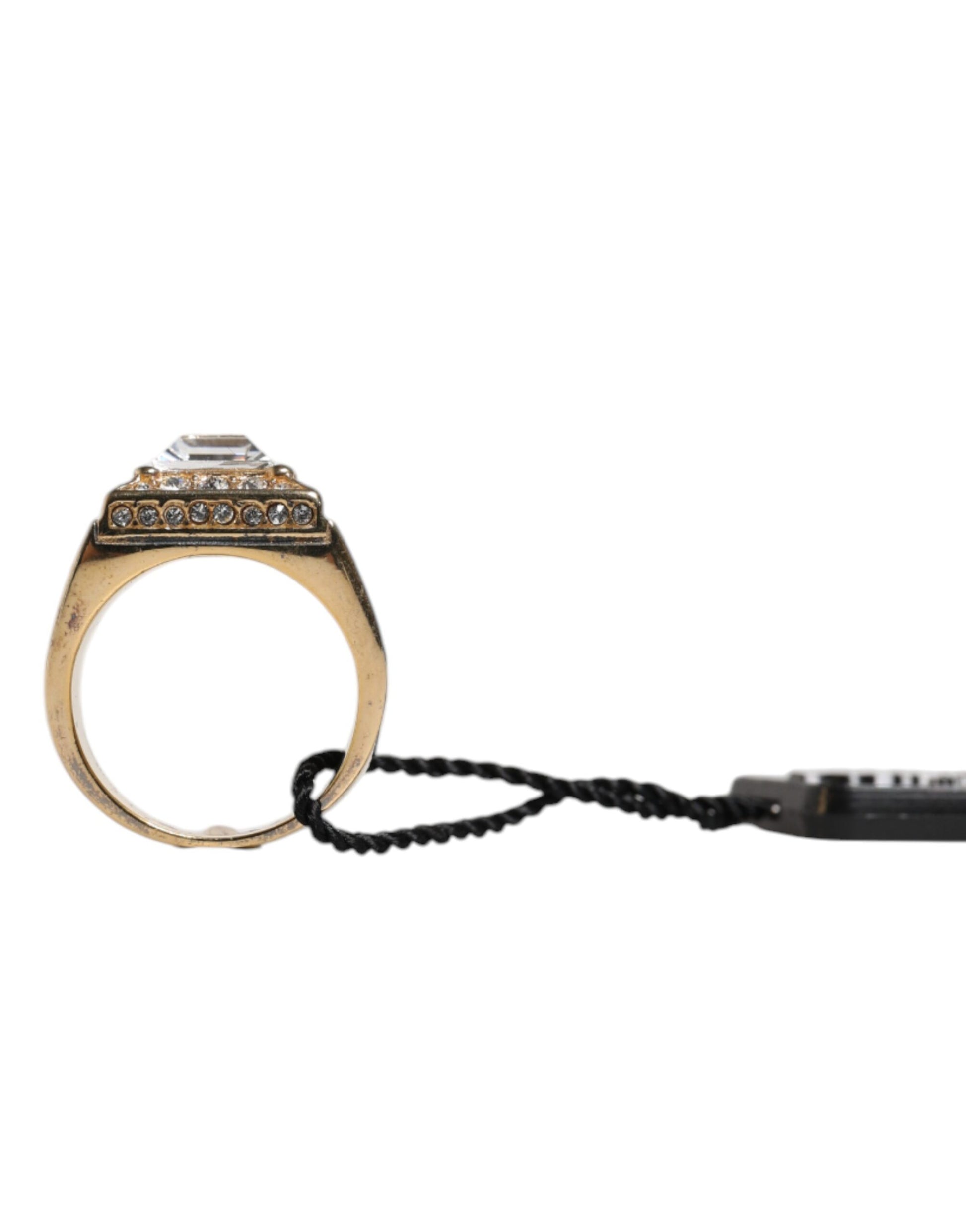 Dolce & Gabbana Gold Tone Sterling Silver 925 Crystal Ring