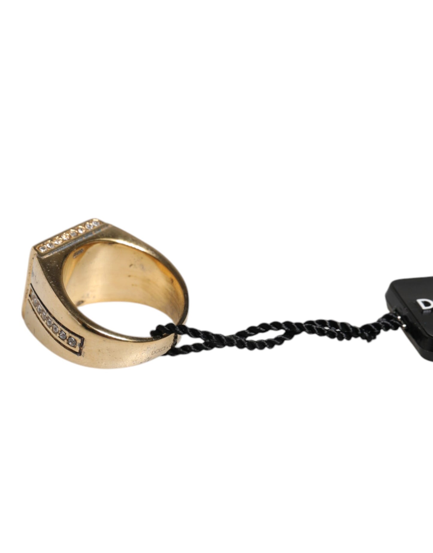Dolce & Gabbana Gold Tone Sterling Silver 925 Crystal Ring