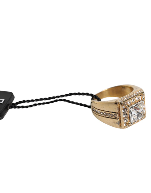 Dolce & Gabbana Gold Tone Sterling Silver 925 Crystal Ring