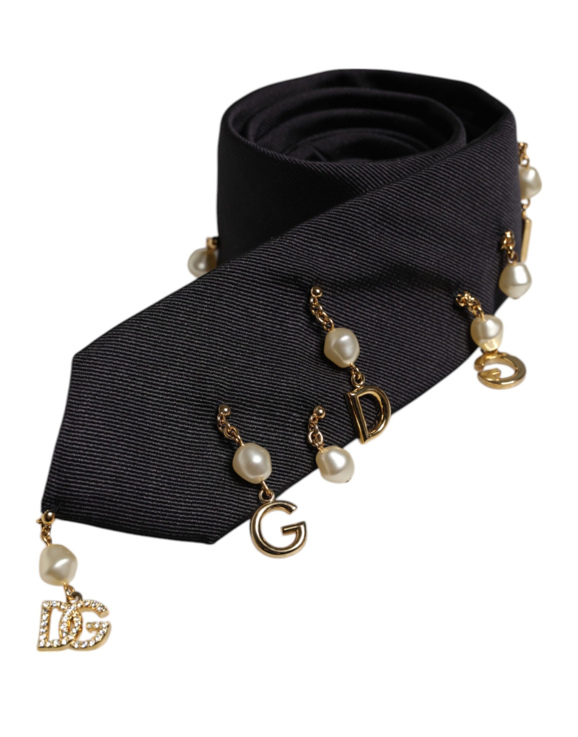 Dolce & Gabbana Black Logo Embellished Adjustable Necktie