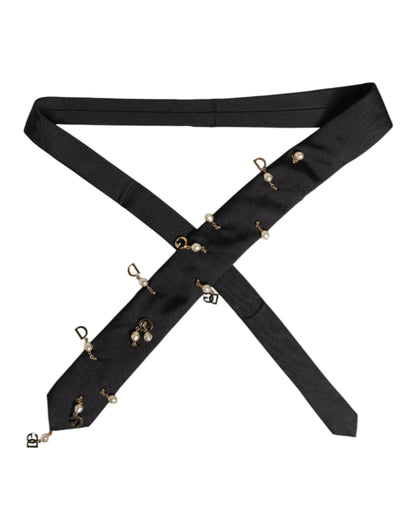Dolce & Gabbana Black Logo Embellished Adjustable Necktie