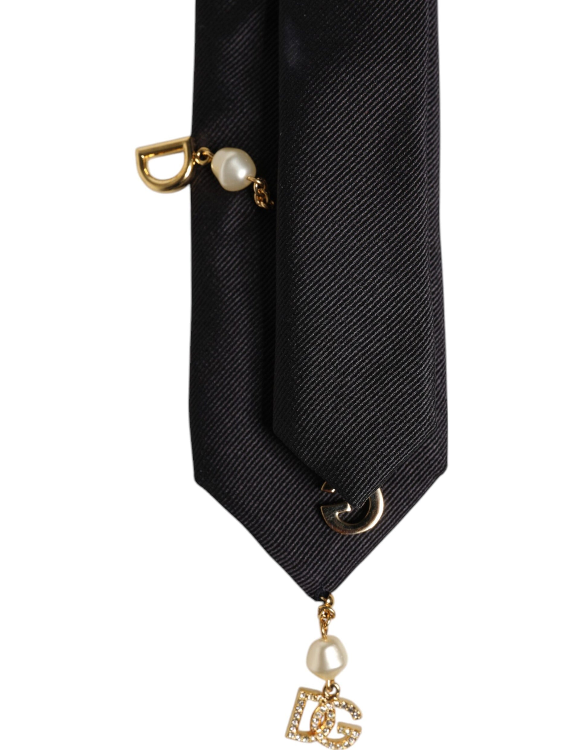 Dolce & Gabbana Black Logo Embellished Adjustable Necktie
