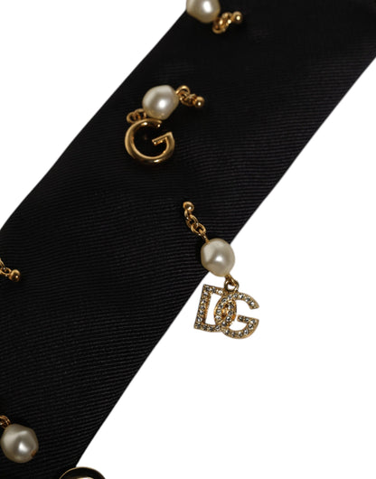 Dolce & Gabbana Black Logo Embellished Adjustable Necktie