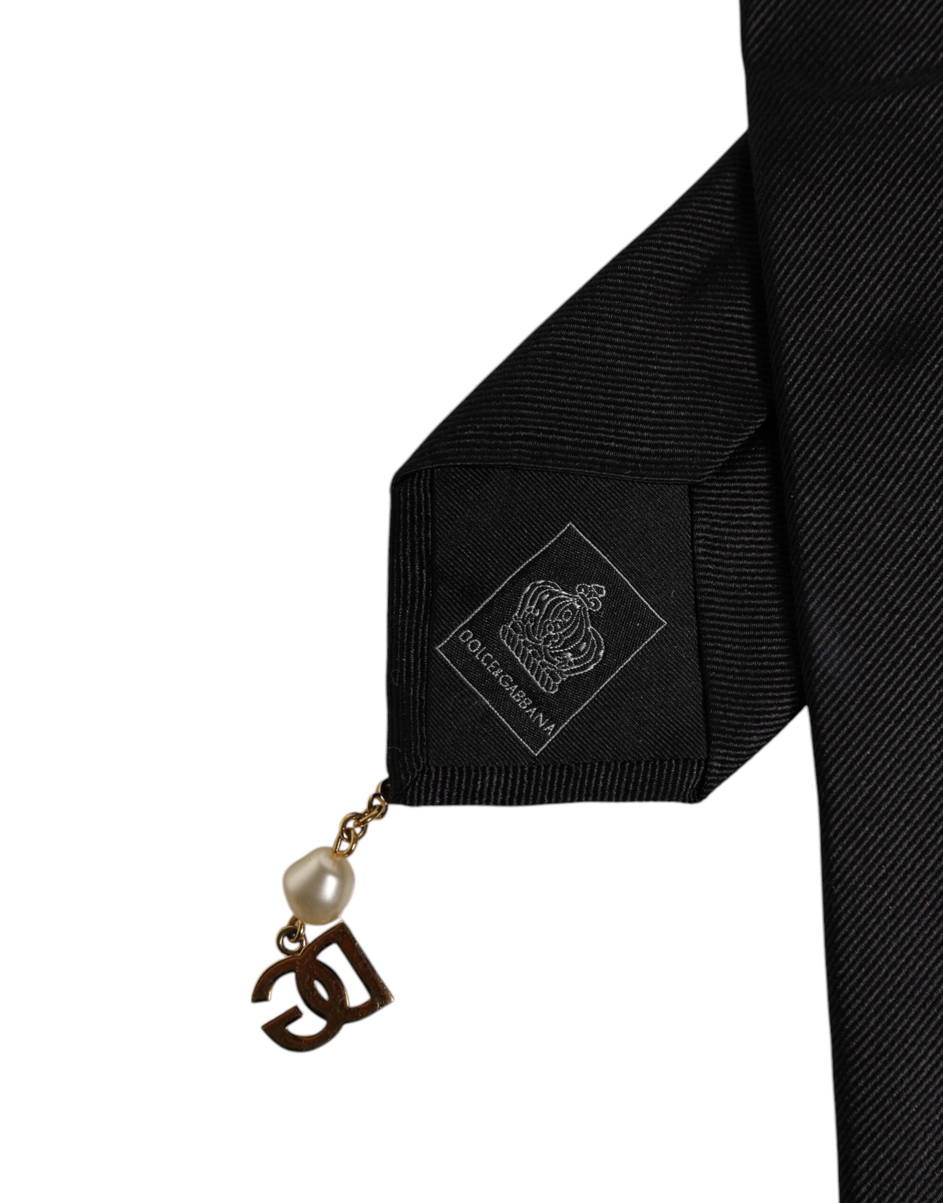 Dolce & Gabbana Black Logo Embellished Adjustable Necktie