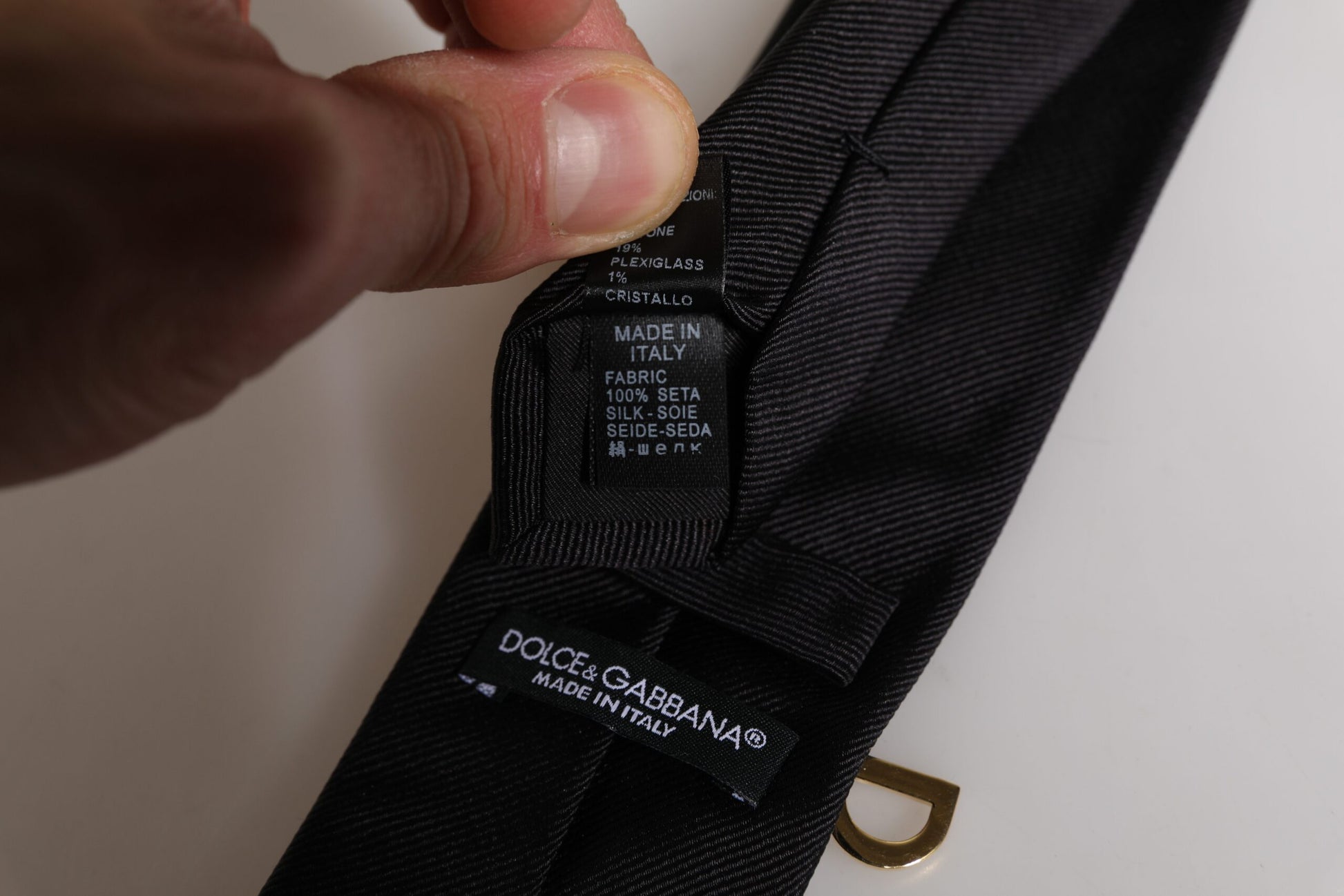 Dolce & Gabbana Black Logo Embellished Adjustable Necktie