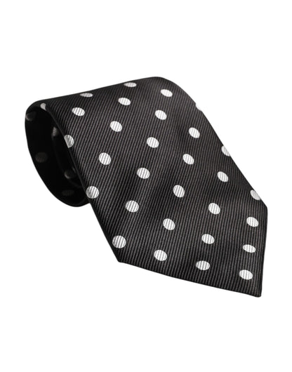 Dolce & Gabbana Black Polka Dots Silk Tie