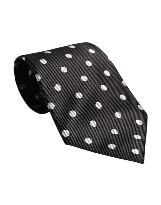 Dolce & Gabbana Black Polka Dots Silk Tie