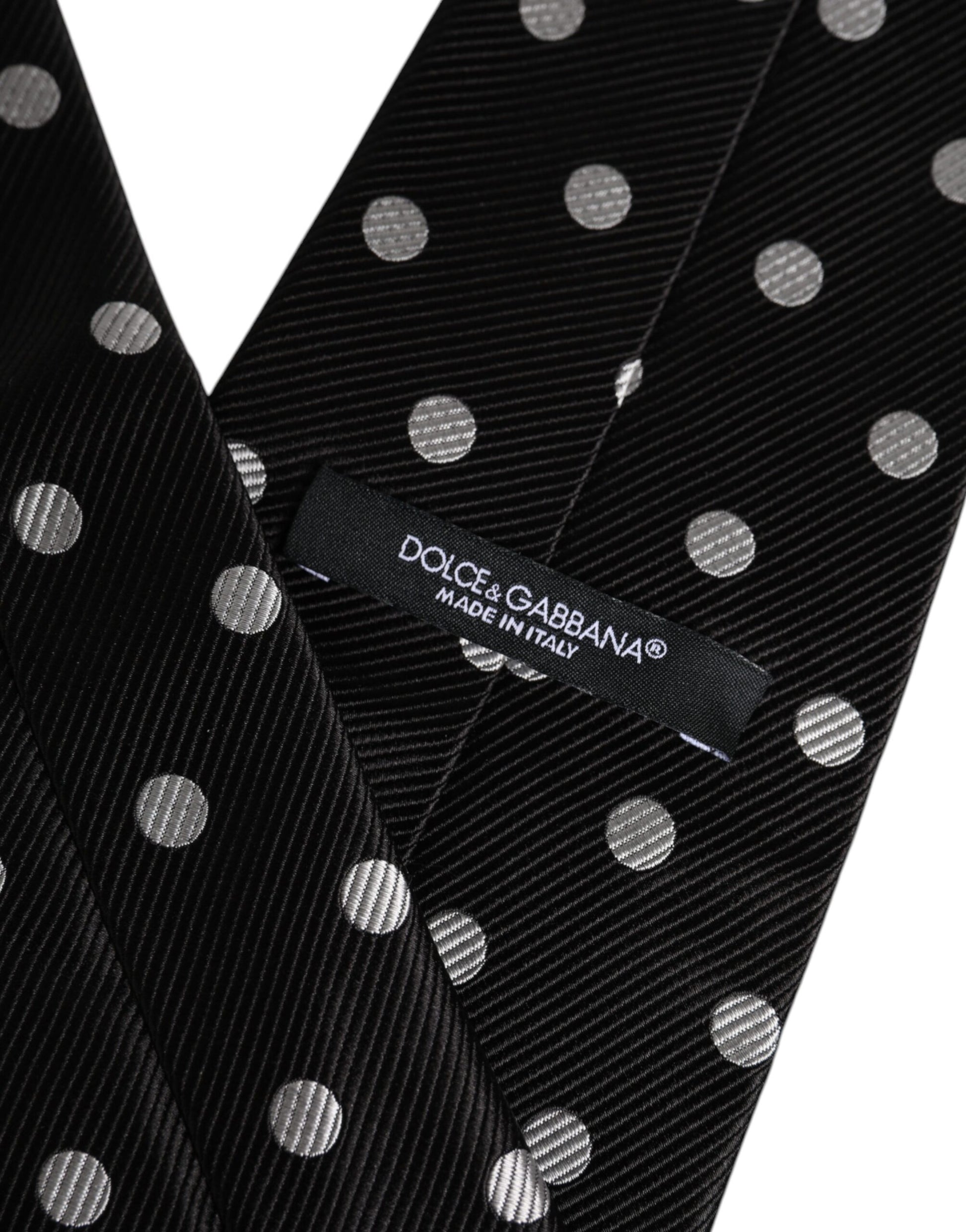 Dolce & Gabbana Black Polka Dots Silk Tie