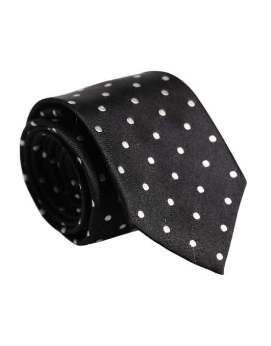 Dolce & Gabbana Black Polka Dots Silk Tie