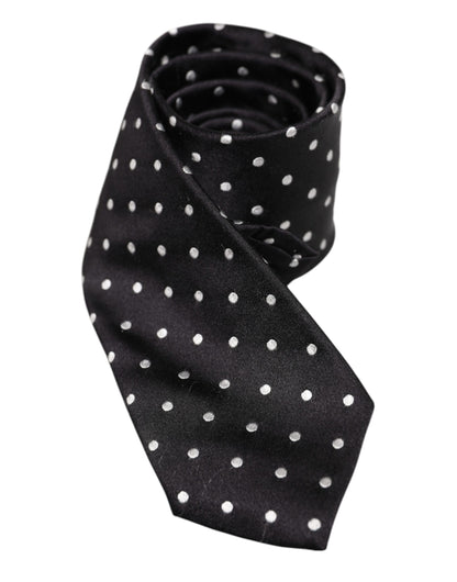 Dolce & Gabbana Black Polka Dots Silk Tie