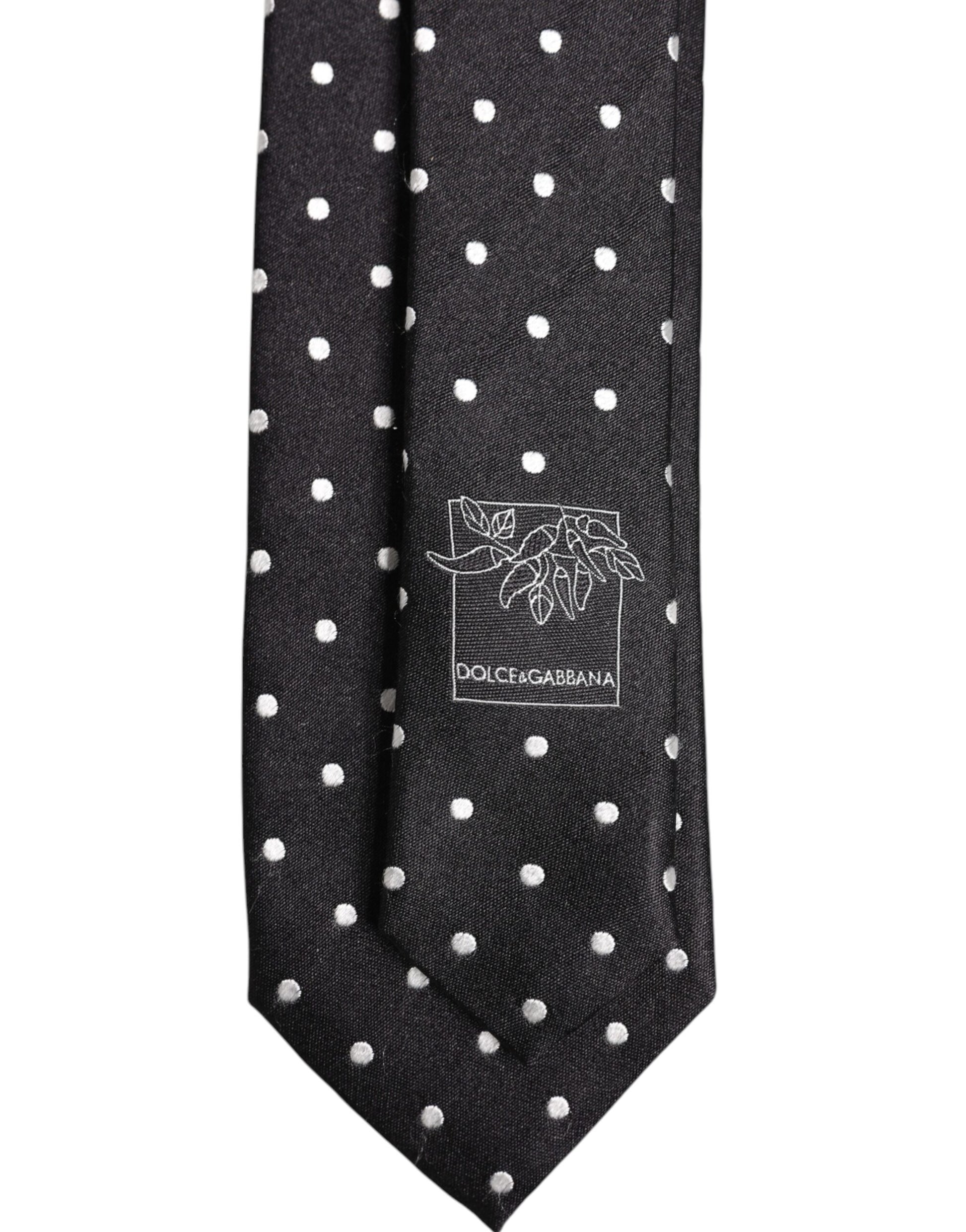 Dolce & Gabbana Black Polka Dots Silk Tie
