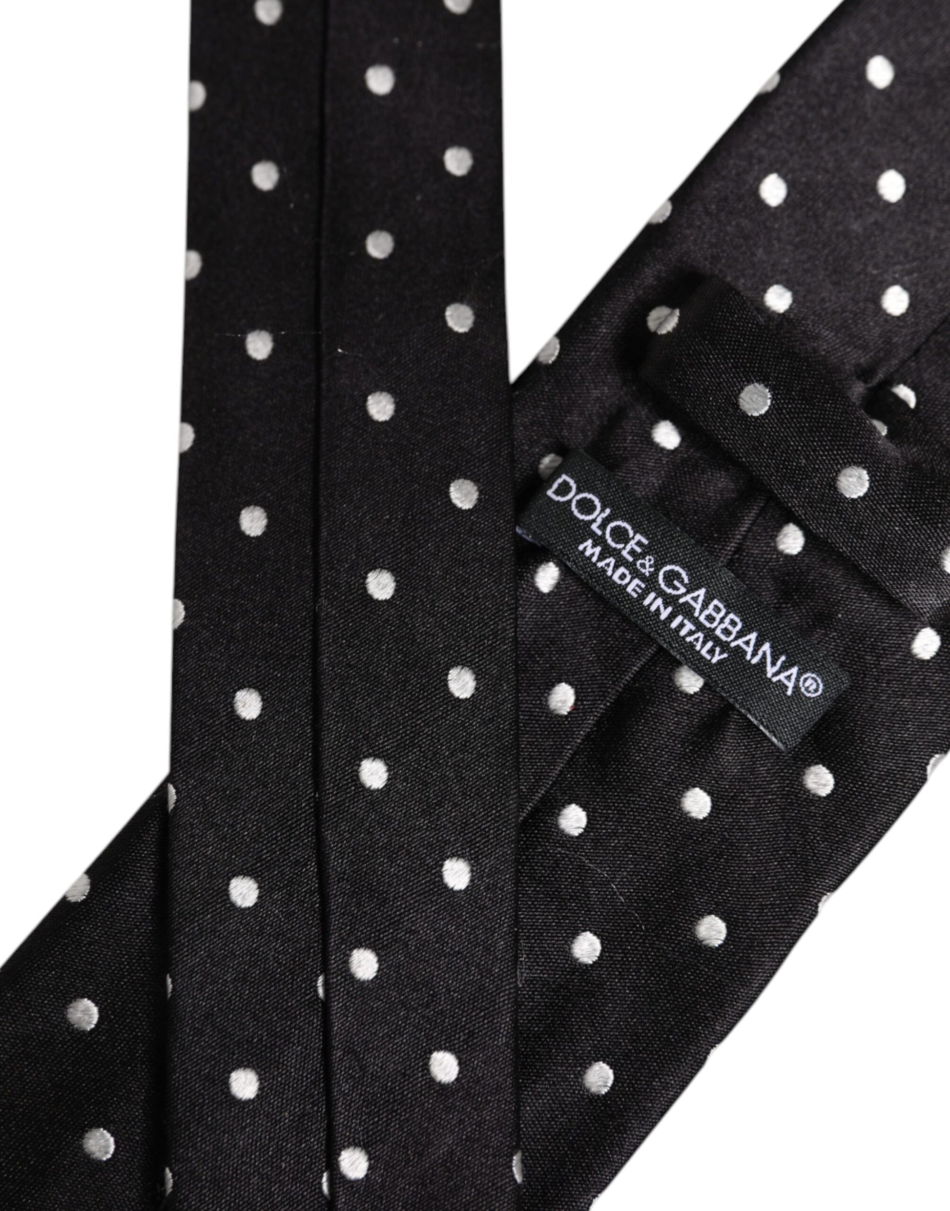 Dolce & Gabbana Black Polka Dots Silk Tie
