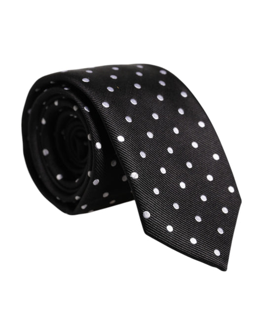 Dolce & Gabbana Black Polka Dots Silk Tie