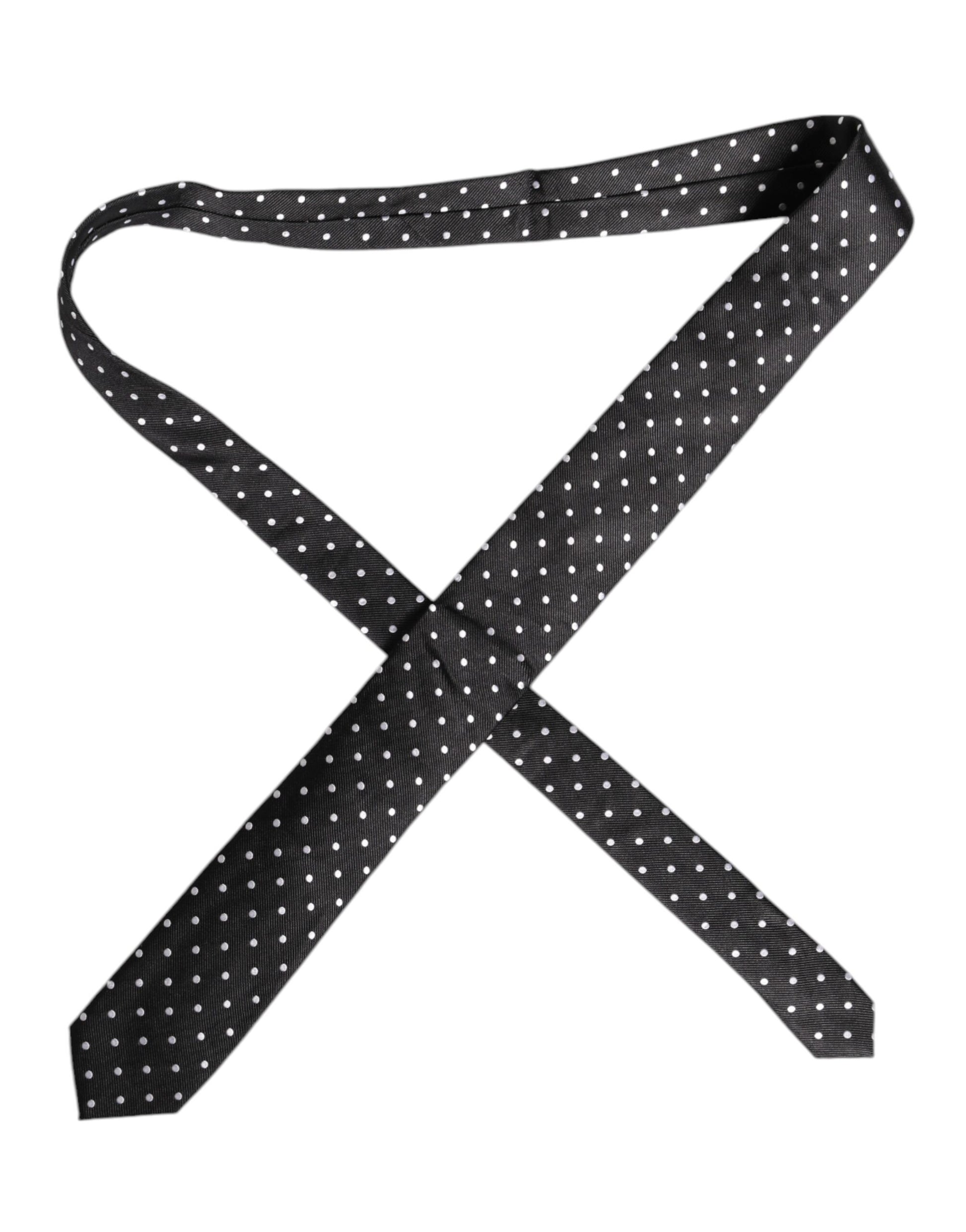 Dolce & Gabbana Black Polka Dots Silk Tie