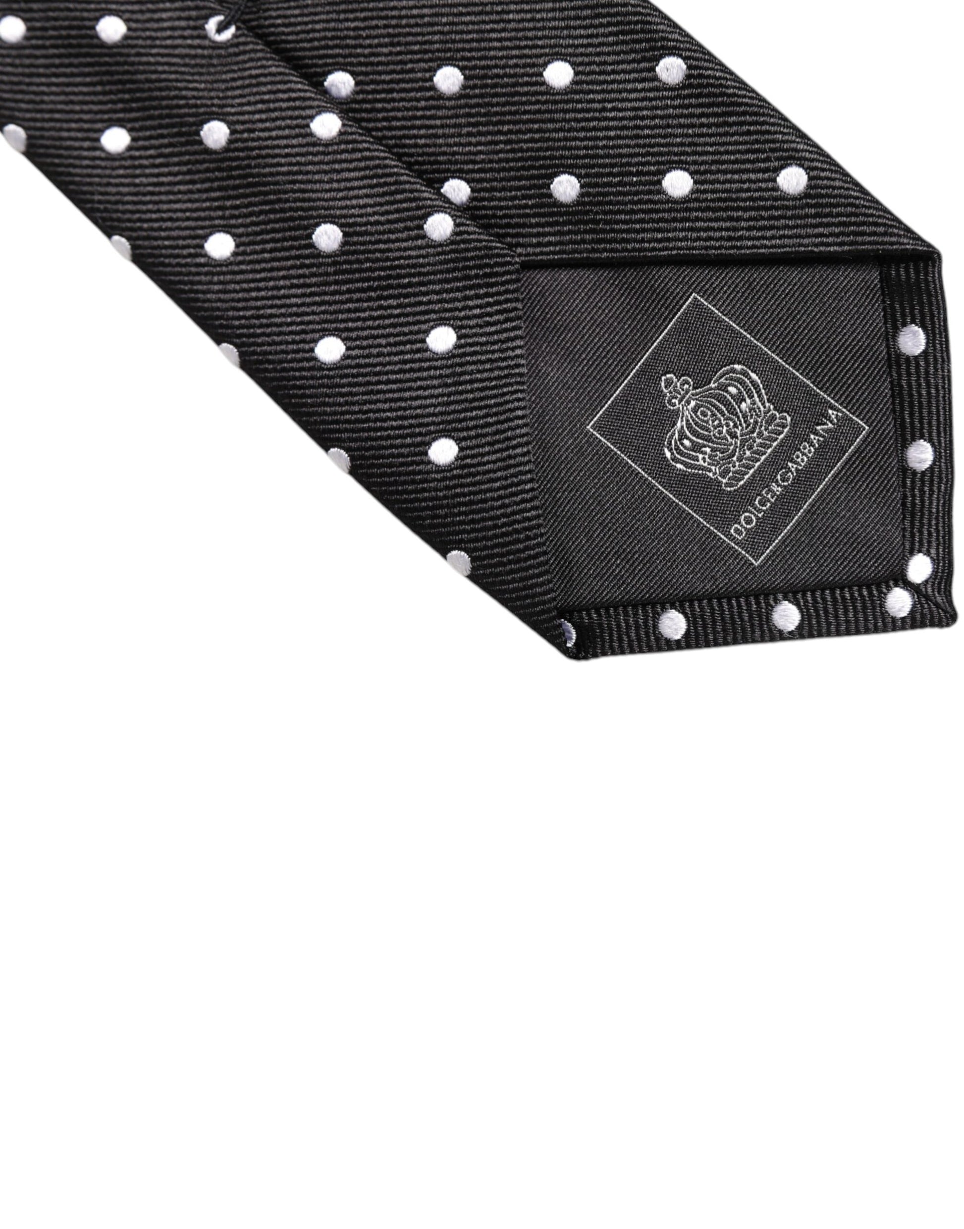 Dolce & Gabbana Black Polka Dots Silk Tie
