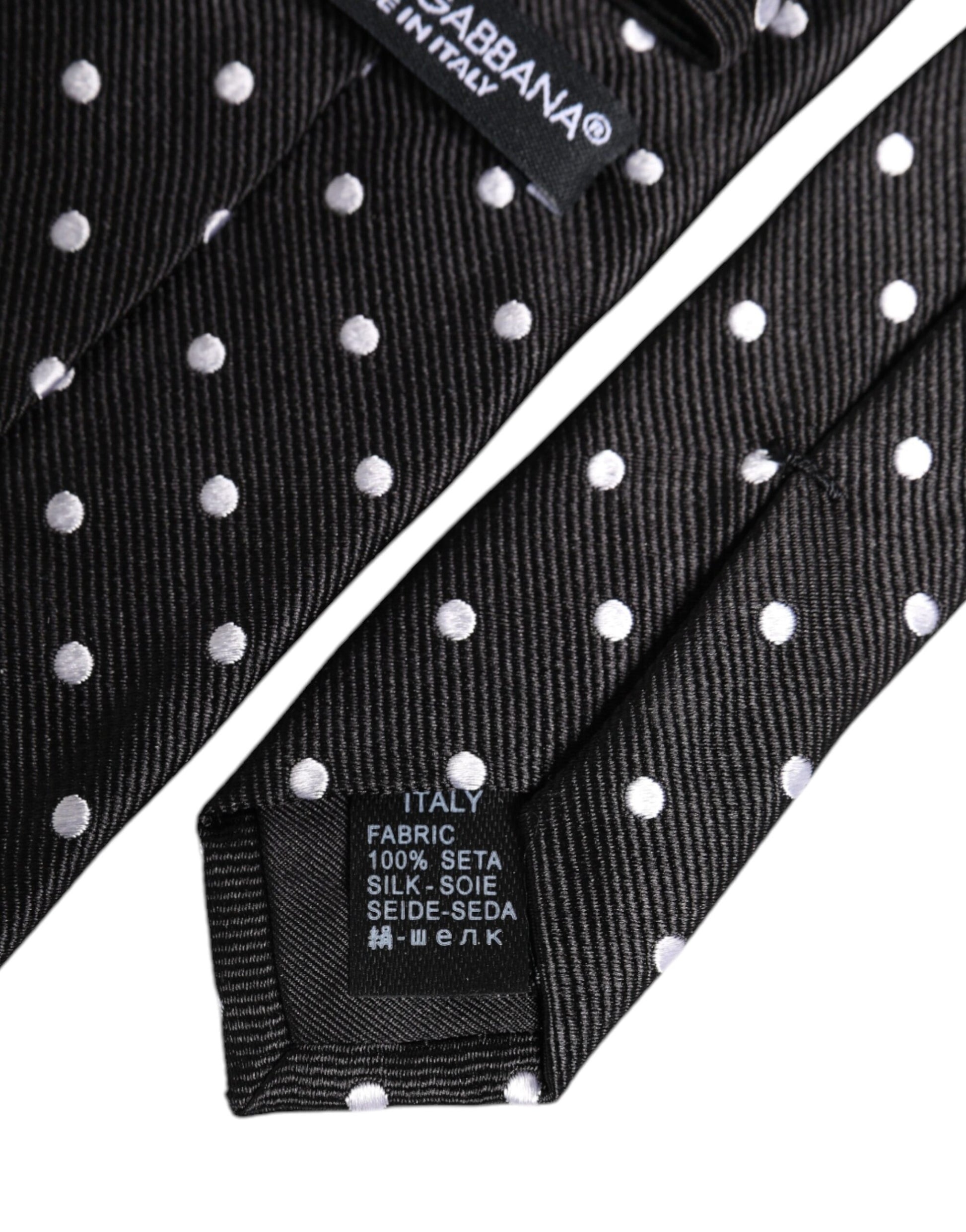 Dolce & Gabbana Black Polka Dots Silk Tie