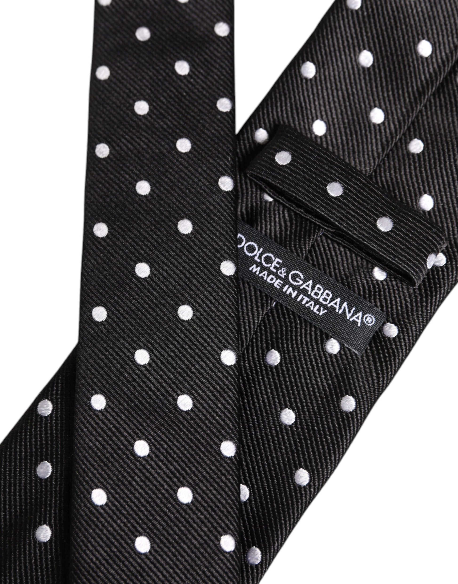 Dolce & Gabbana Black Polka Dots Silk Tie