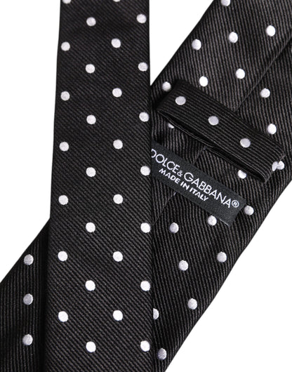 Dolce & Gabbana Black Polka Dots Silk Tie