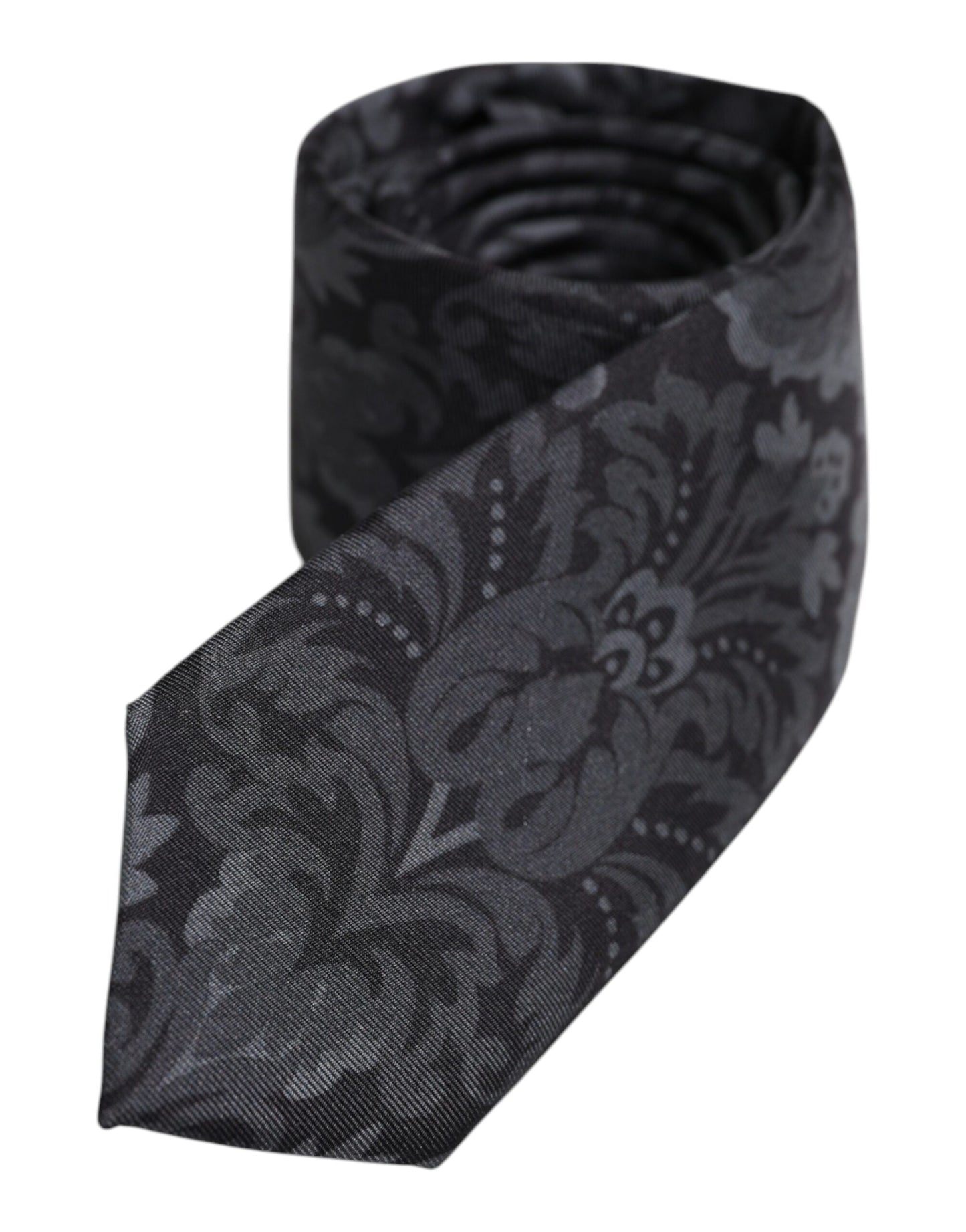 Dolce & Gabbana Black Gray Flower Print Tie