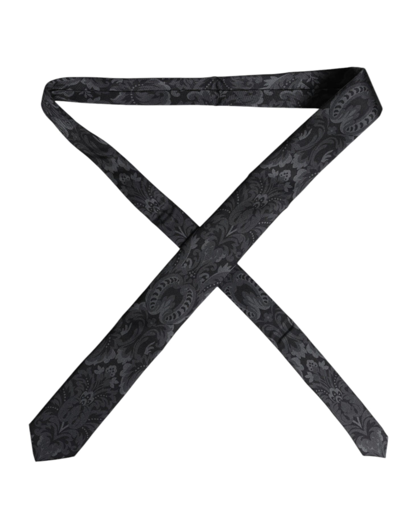 Dolce & Gabbana Black Gray Flower Print Tie