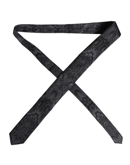 Dolce & Gabbana Black Gray Flower Print Tie