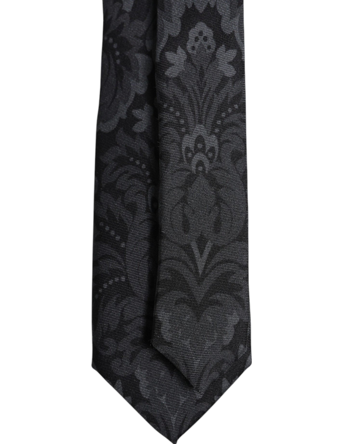 Dolce & Gabbana Black Gray Flower Print Tie