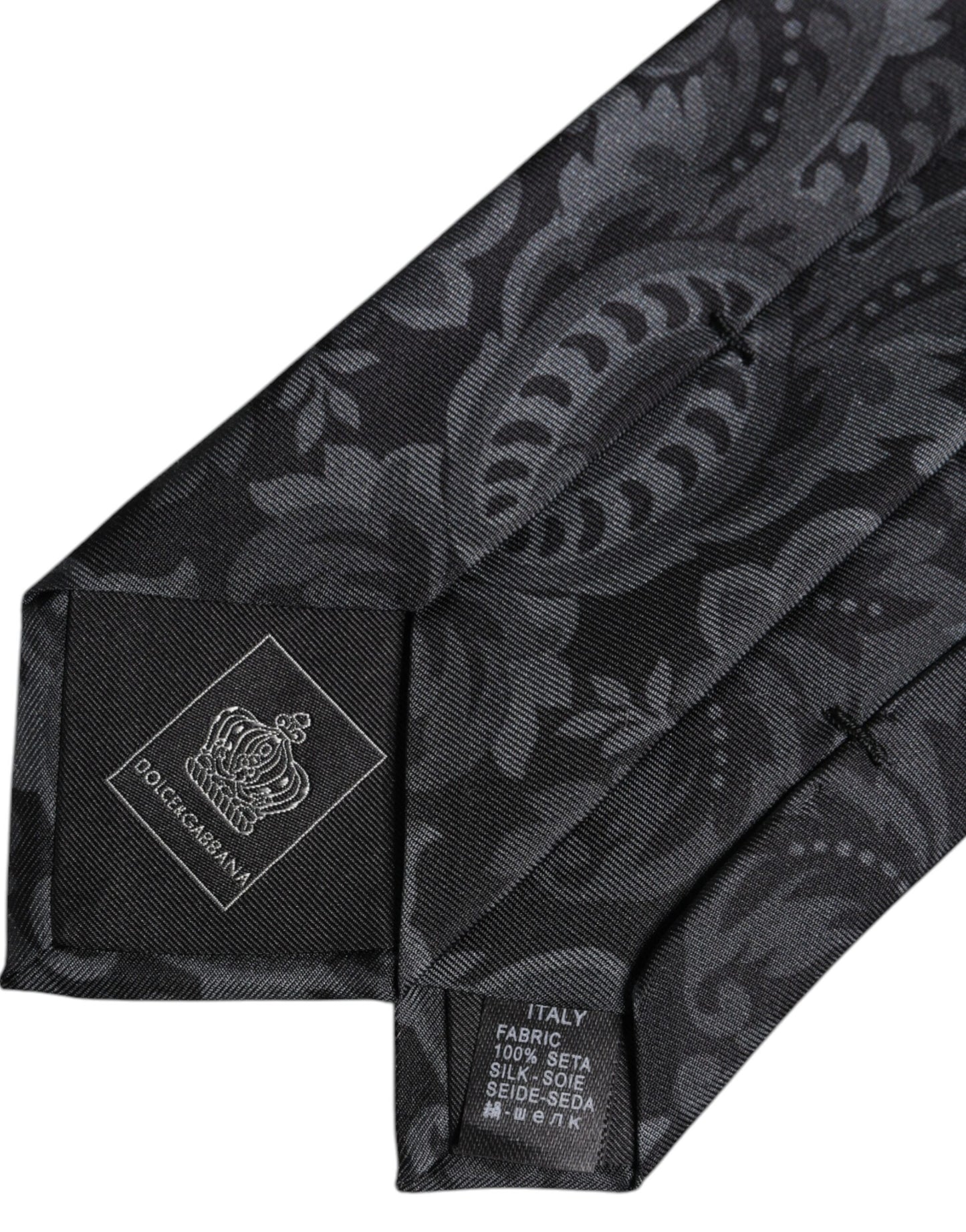 Dolce & Gabbana Black Gray Flower Print Tie