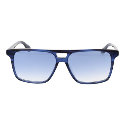 BMW Blue Men's Sunglasses – Rectangle Full-Rim Frame with Blue Gradient Lenses, 57mm