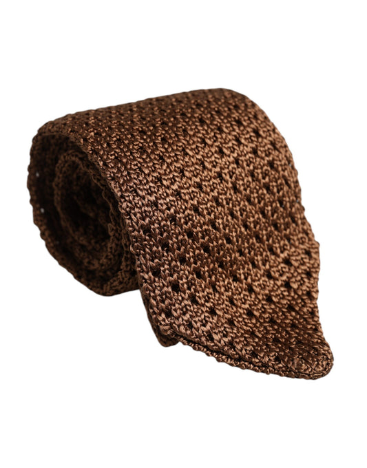 Dolce & Gabbana Brown Knitted Silk Adjustable Necktie