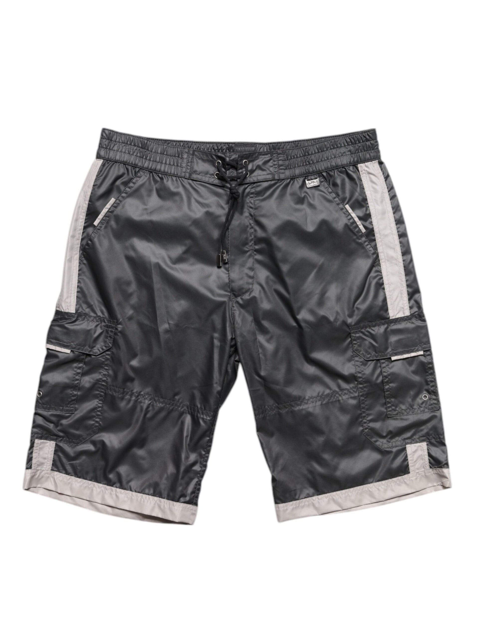 Dolce & Gabbana Grey Polyester Beachwear Swim Shorts
