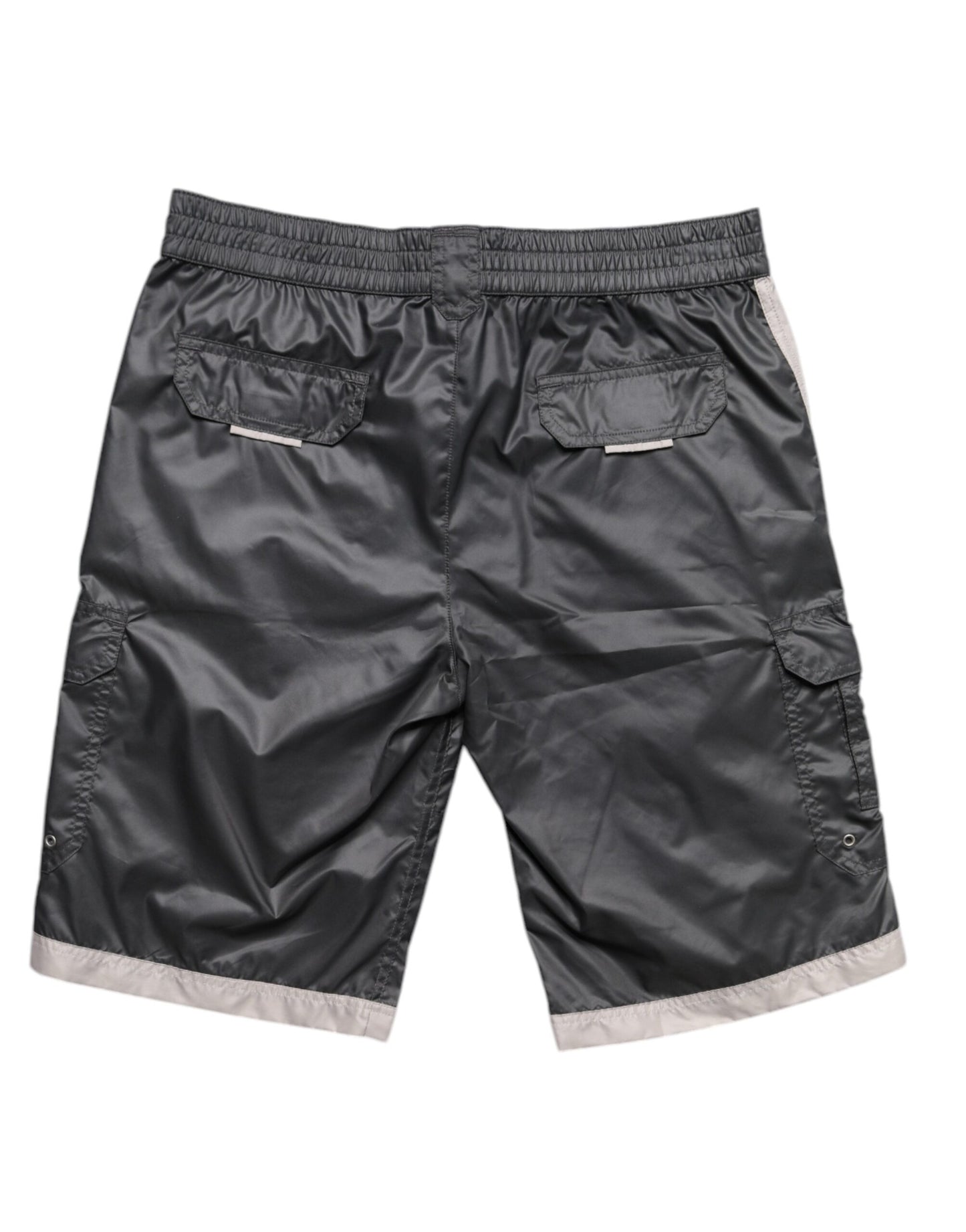 Dolce & Gabbana Grey Polyester Beachwear Swim Shorts