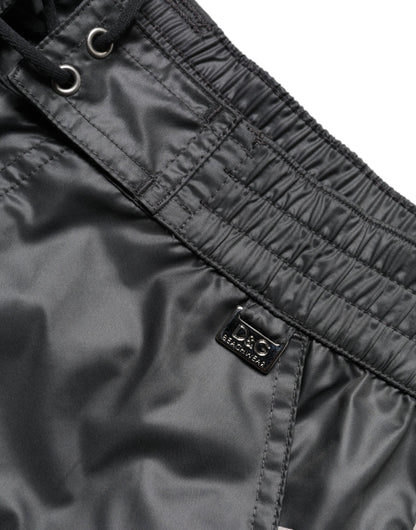 Dolce & Gabbana Grey Polyester Beachwear Swim Shorts