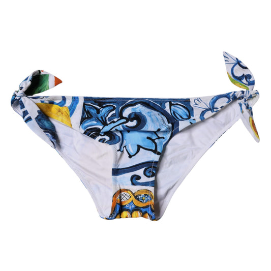 Dolce & Gabbana White Majolica Swimsuit Bikini Bottom