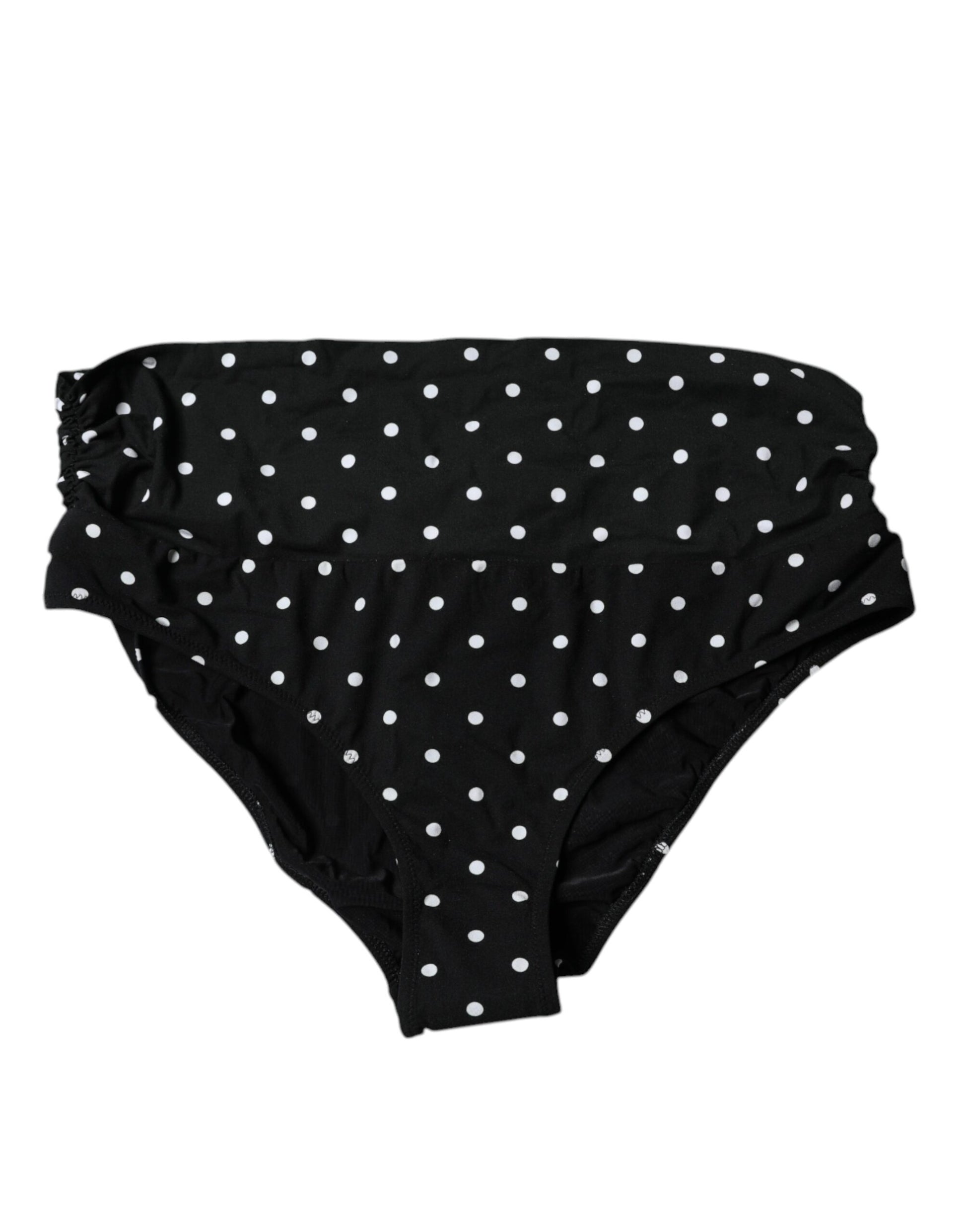 Dolce & Gabbana Black Polka Dot Swimsuit Bikini Bottom