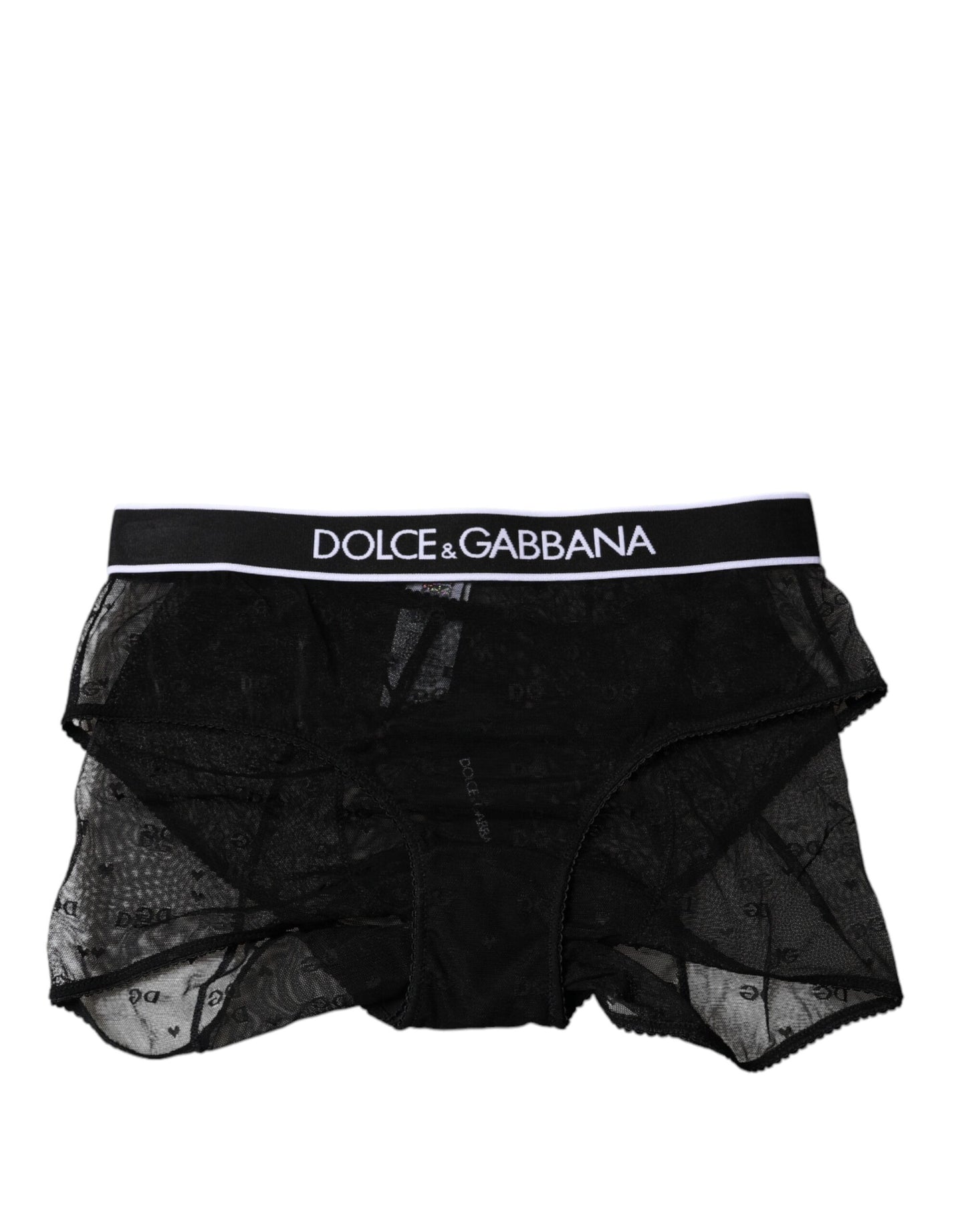 Dolce & Gabbana Black Tulle Nylon Mid Waist Panty