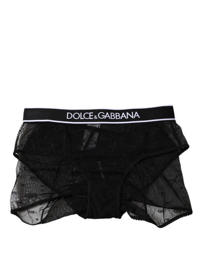 Dolce & Gabbana Black Tulle Nylon Mid Waist Panty