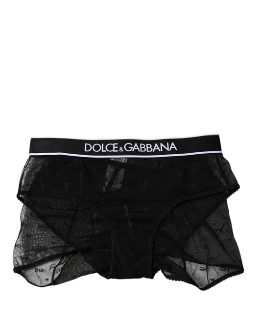 Dolce & Gabbana Black Tulle Nylon Mid Waist Panty