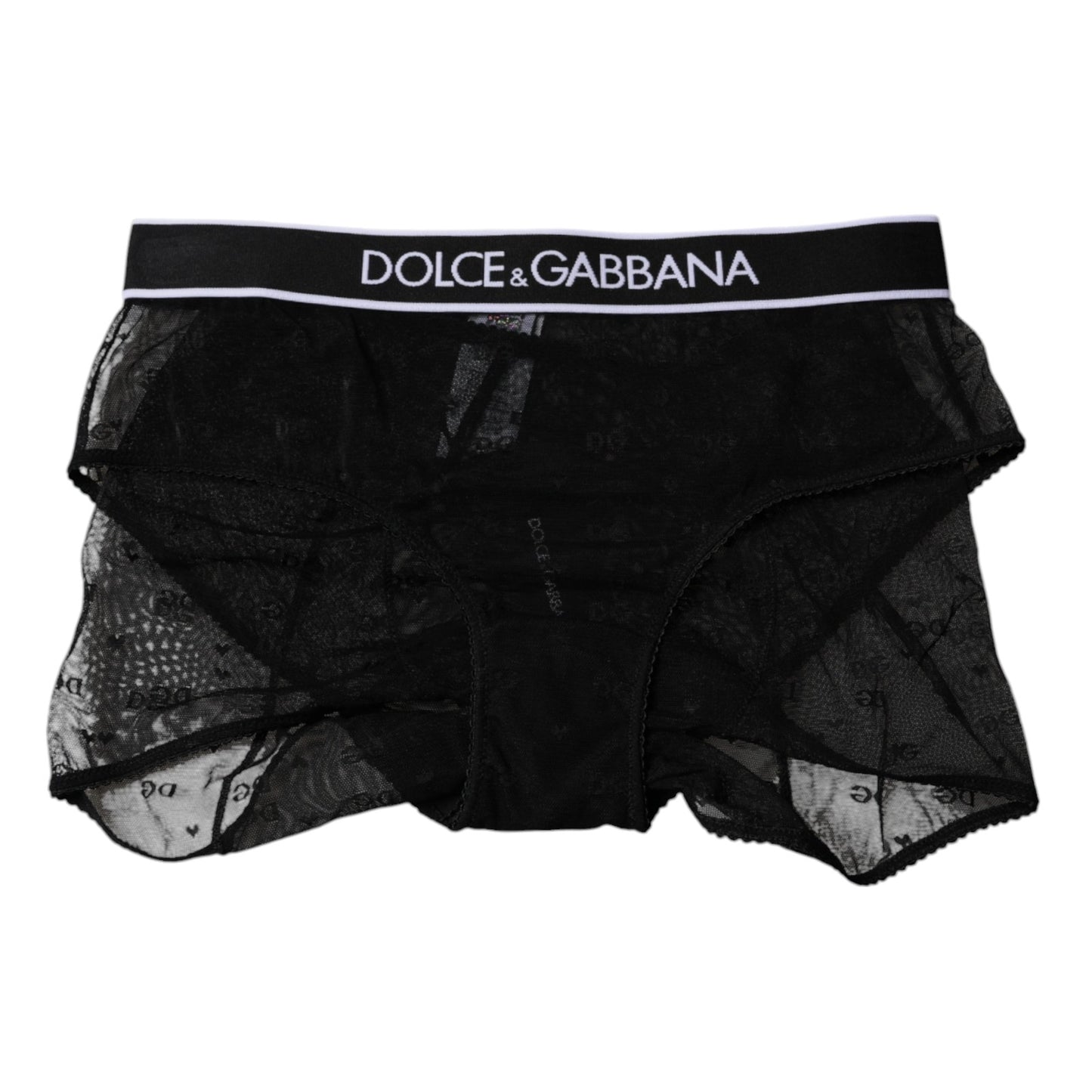 Dolce & Gabbana Black Tulle Nylon Mid Waist Panty