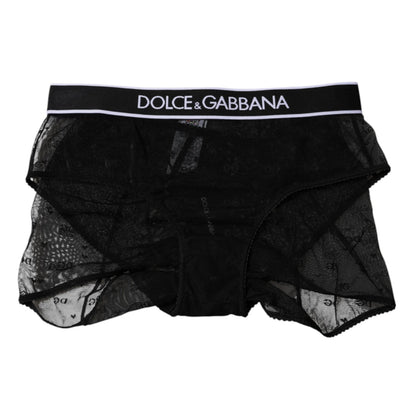 Dolce & Gabbana Black Tulle Nylon Mid Waist Panty